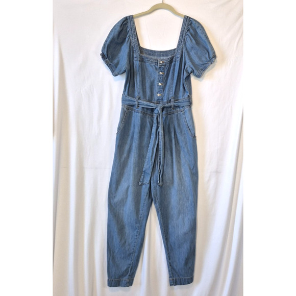 Anthropologie Pilcro Womens Blue Square-Necked Denim Jumpsuit US 8P - Picture 4 of 11